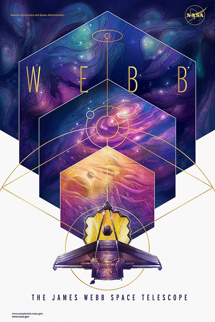Póster oficial del telescopio espacial James Webb (JWST). Crédito: NASA/JPL-Caltech